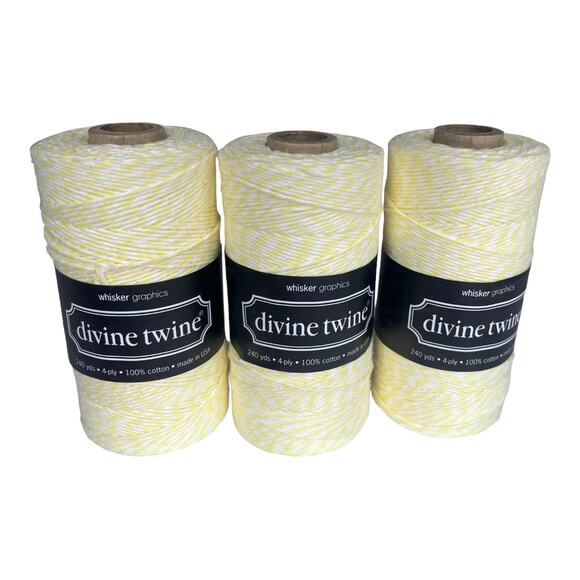 NEW Pack (3) Bakers Twine 100% Cotton 240 Yards, 4 PLY Yellow White Stripe NWT - Picture 4 of 4